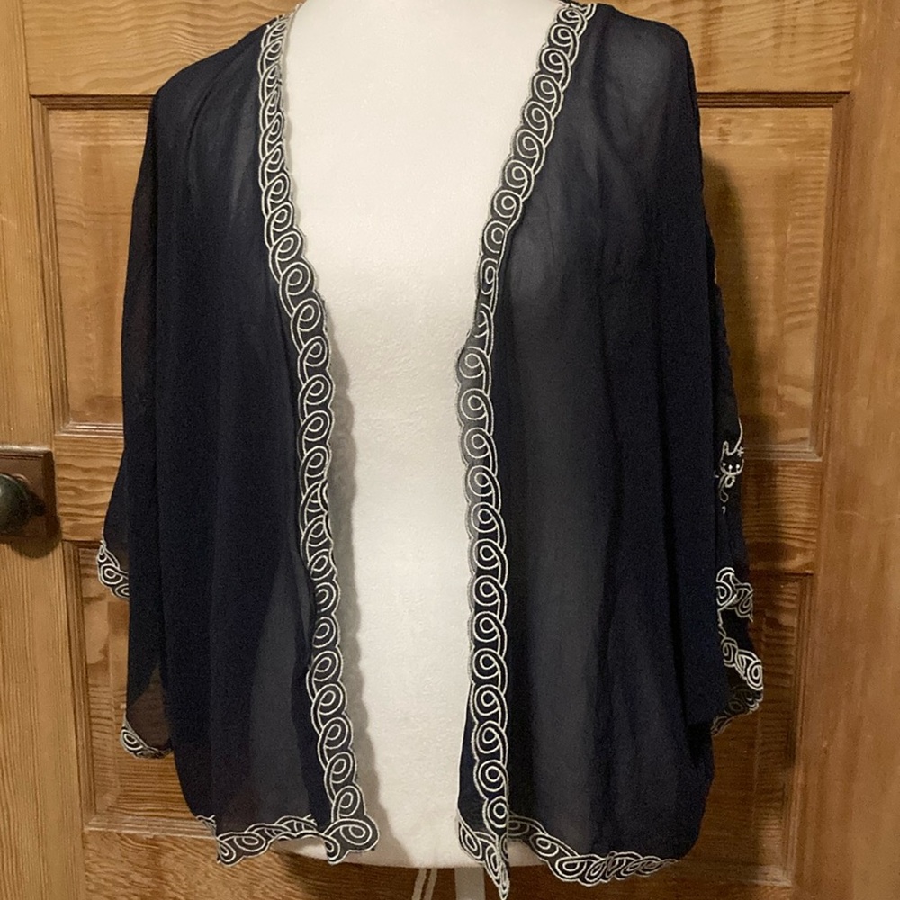 Sheer navy kimono